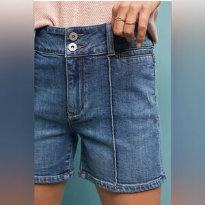 Anthropologie Pilcro Letterpress High Waisted Pintucked Denim Jean Short Size 29